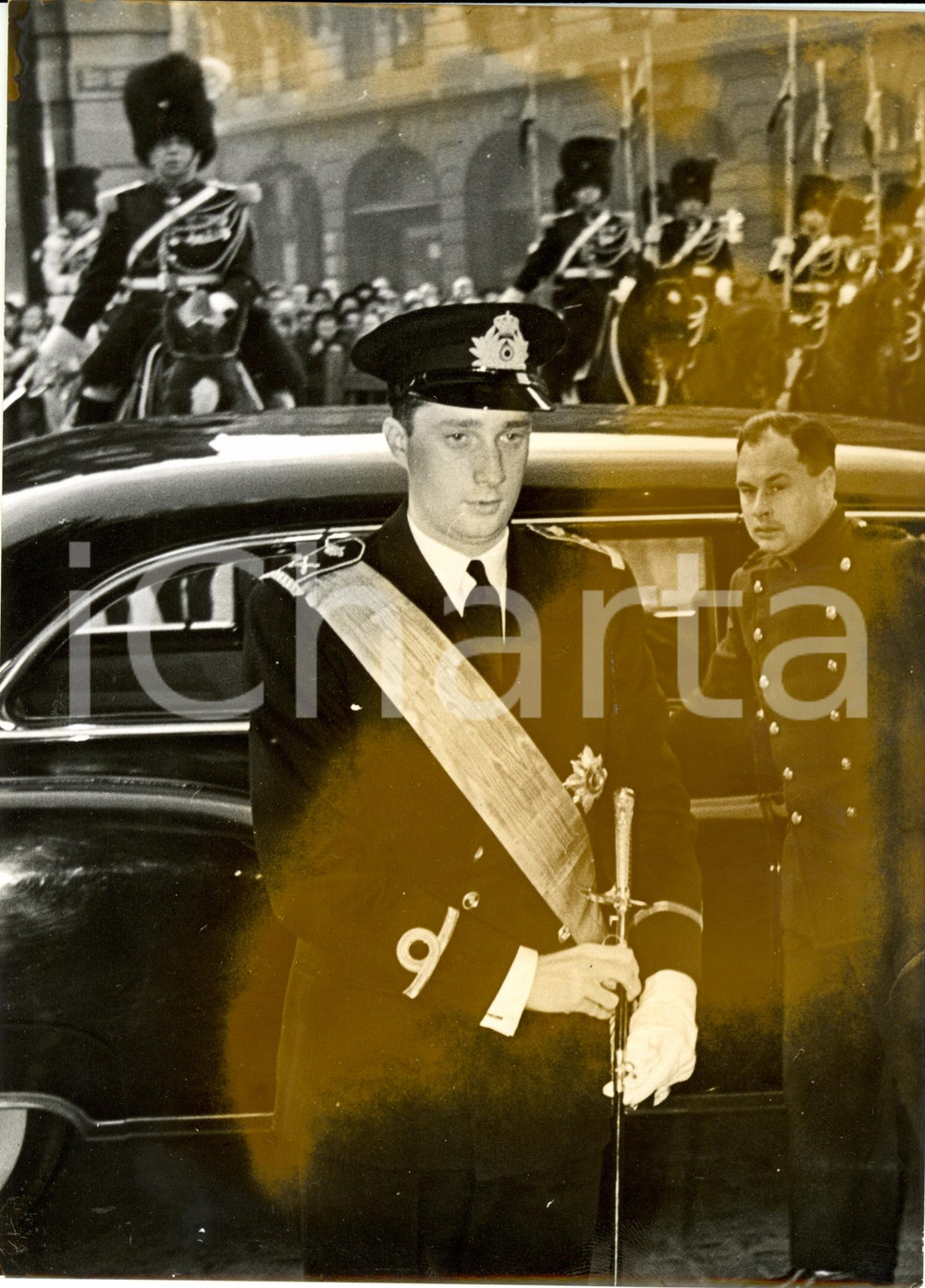 Fotografia d epoca originale 1959 BRUXELLES B Principe Alberto LIEGI in uniforme militare Foto DANNEGGIATA 1