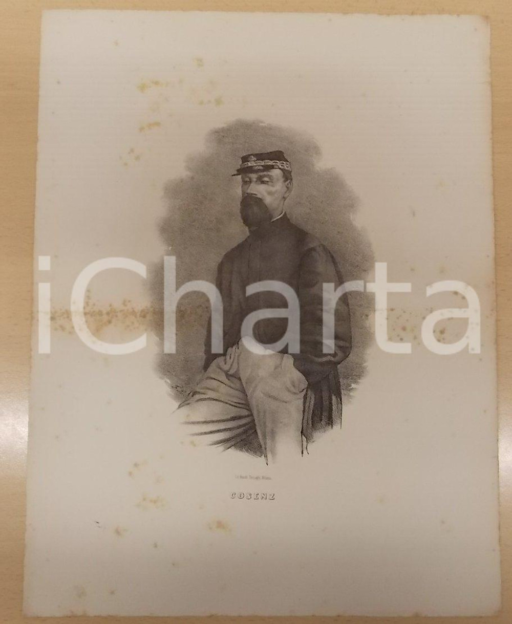 Stampa, bozzetto originale 1861 GUERRA D ITALIA Generale garibaldino Enrico COSENZA Stampa F.lli TERZAGHI 1