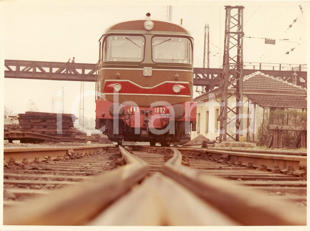Fotografia d epoca originale 1980 ca FF.SS. Ferrovie Stato Locomotiva D443 1002 Fotografia 1