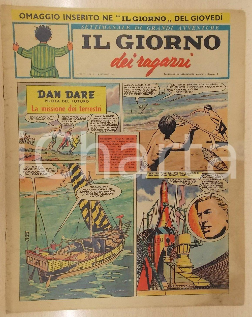 Giornale, rivista storica 1962 GIORNO DEI RAGAZZI Aereo DART HERALD Cosacco COCCO BILL Rivista Anno VI n.4 1