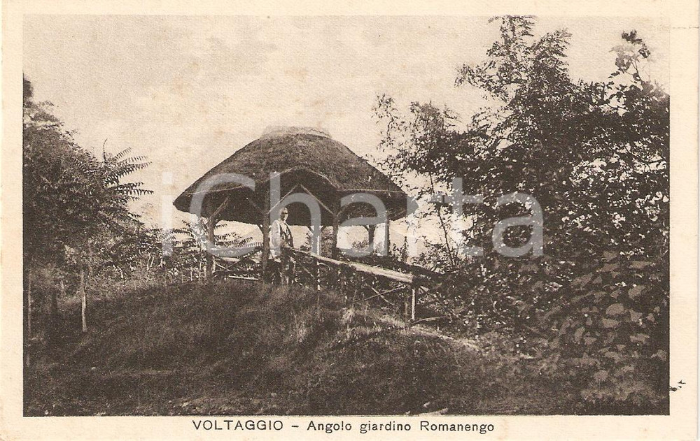 Cartolina originale da collezione 1935 ca VOLTAGGIO AL Angolo Giardino ROMANENGO Animata Cartolina FP NV 1
