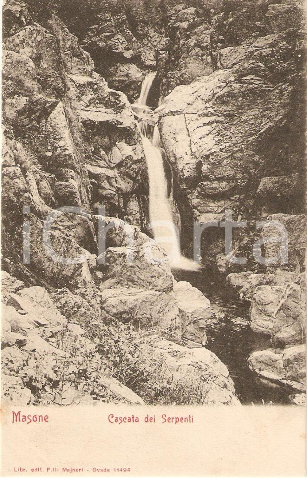 Cartolina originale da collezione 1910 ca MASONE GE Panorama CASCATA DEL SERPENTE Cartolina FP NV 1