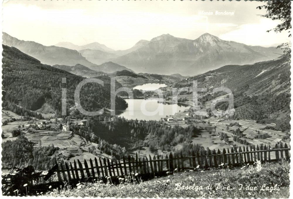 Cartolina originale da collezione 1962 BASELGA DI PINE  TN I due laghi MONTE BONDONE Cartolina postale FG VG 1