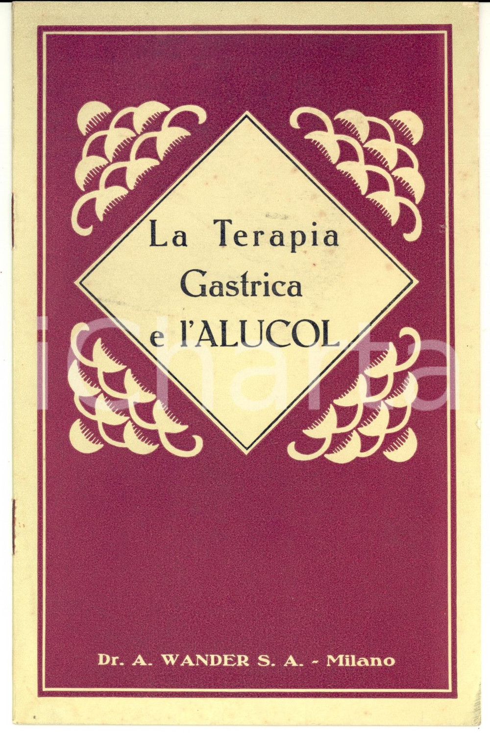 Materiale pubblicitario d’epoca 1930 ca MILANO Dr. WANDER S.A. La terapia gastrica e l ALUCOL Pubblicitario 1