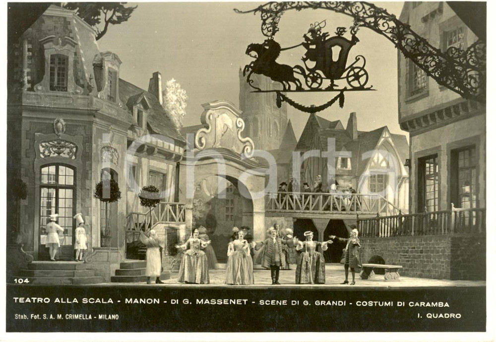 Cartolina originale da collezione 1934 MILANO Teatro alla SCALA Manon Scene Giovanni GRANDI Foto seriale 1