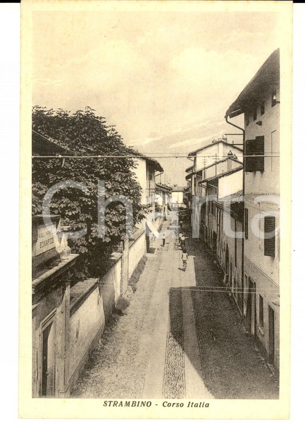 Cartolina originale da collezione 1930 ca STRAMBINO TO Veduta di Corso ITALIA Cartolina FP NV 9 1