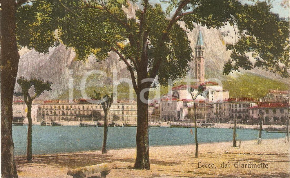 Cartolina originale da collezione 1918 LECCO Panorama della cittÃ  dal giardinetto Cartolina FP VG 1