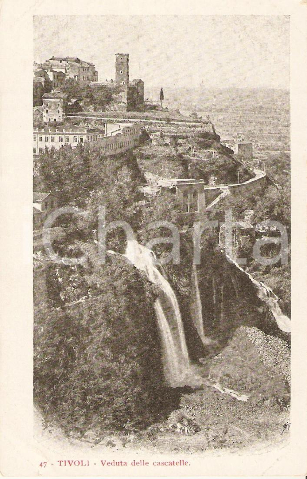Cartolina originale da collezione 1925 ca TIVOLI RM Veduta delle cascatelle Cartolina FP NV 1