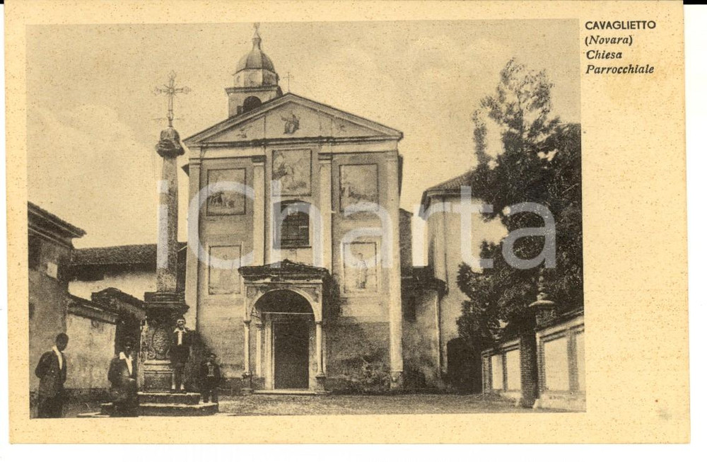 Cartolina originale da collezione 1943 CAVAGLIETTO NO Chiesa parrocchiale Cartolina postale ANIMATA FP NV 1