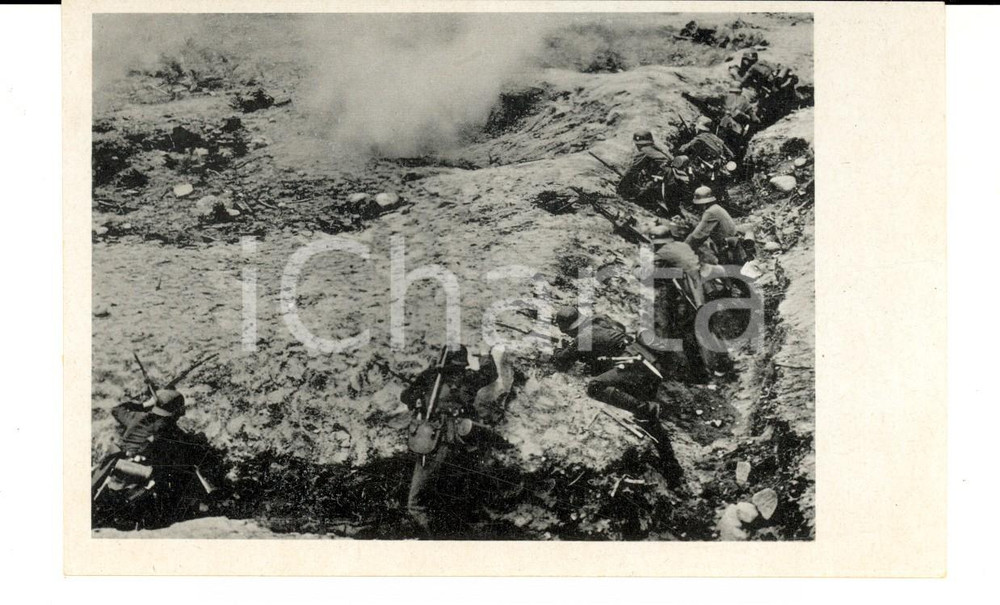 Cartolina originale da collezione 1940 ca WW2 Die WEHRMACHT  Stosstrupp in Stellung  Postcard FP NV 1