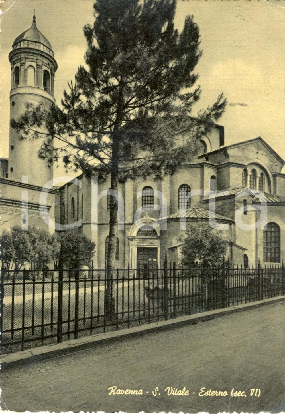 Cartolina originale da collezione 1956 RAVENNA Esterno della Basilica di SAN VITALE Cartolina postale FG VG 1
