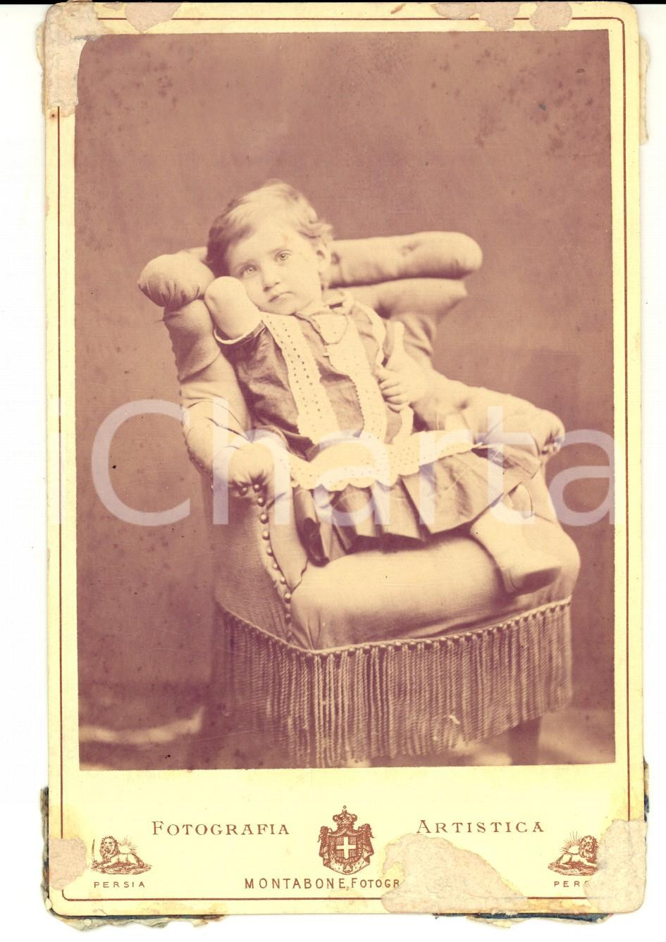 Fotografia d epoca originale 1876 MILANO Ritratto di Luisa BALOSSI a un anno Fotografia LEONE RICCI 11x17 cm 1