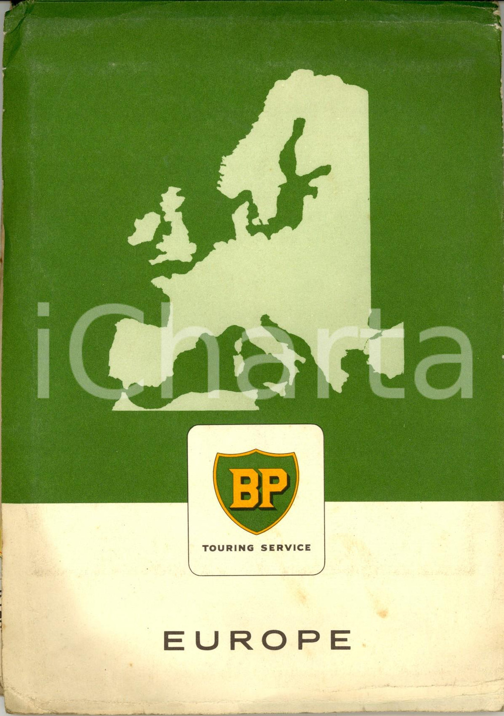 Materiale pubblicitario d’epoca 1950 ca BRITISH PETROLEUM Touring Service Carta stradale EUROPA Pubblicitaria 1