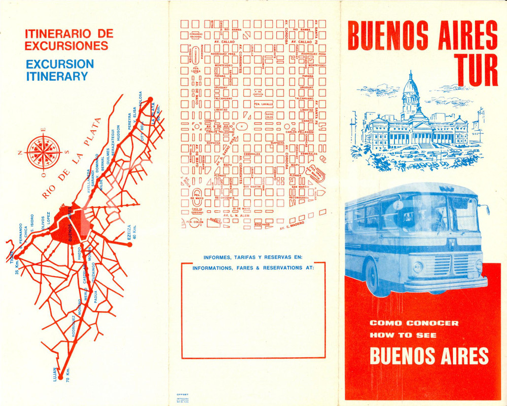Materiale pubblicitario d’epoca 1960 ca BUENOS AIRES TUR Itinerario de excursiones/Excursion itinerary Opuscolo 1
