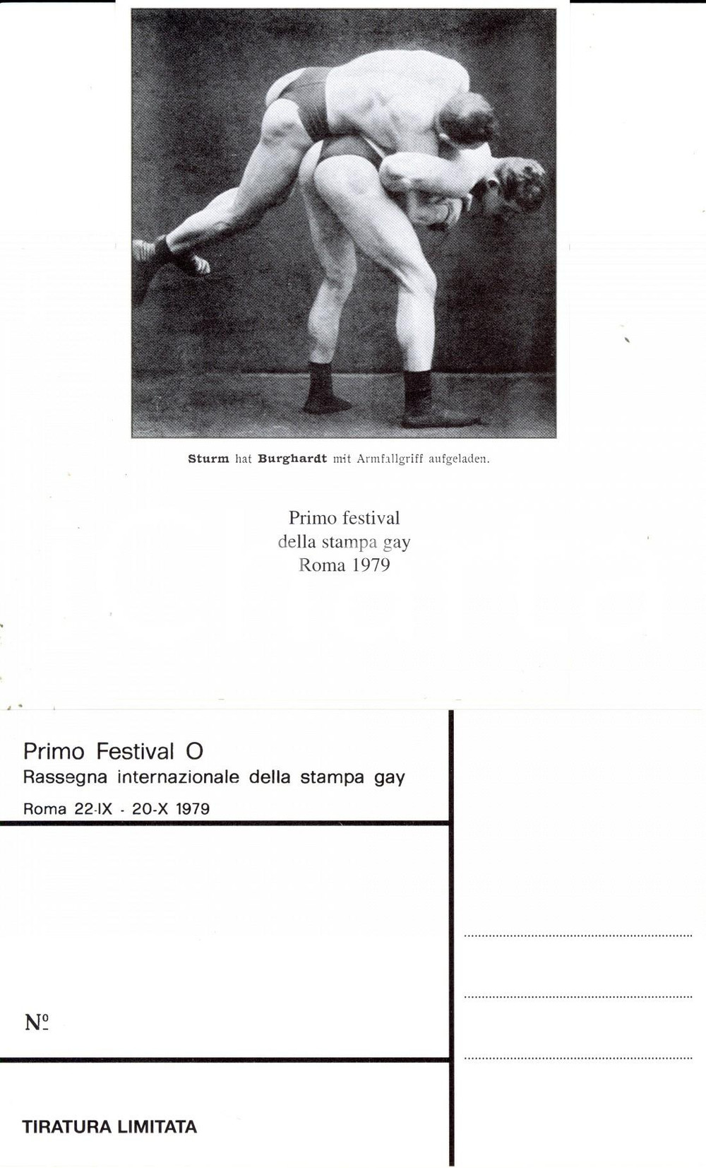 Cartolina originale da collezione 1979 ROMA Festival O STAMPA GAY Georg BURGHARDT e Albert STURM lottano 2 1