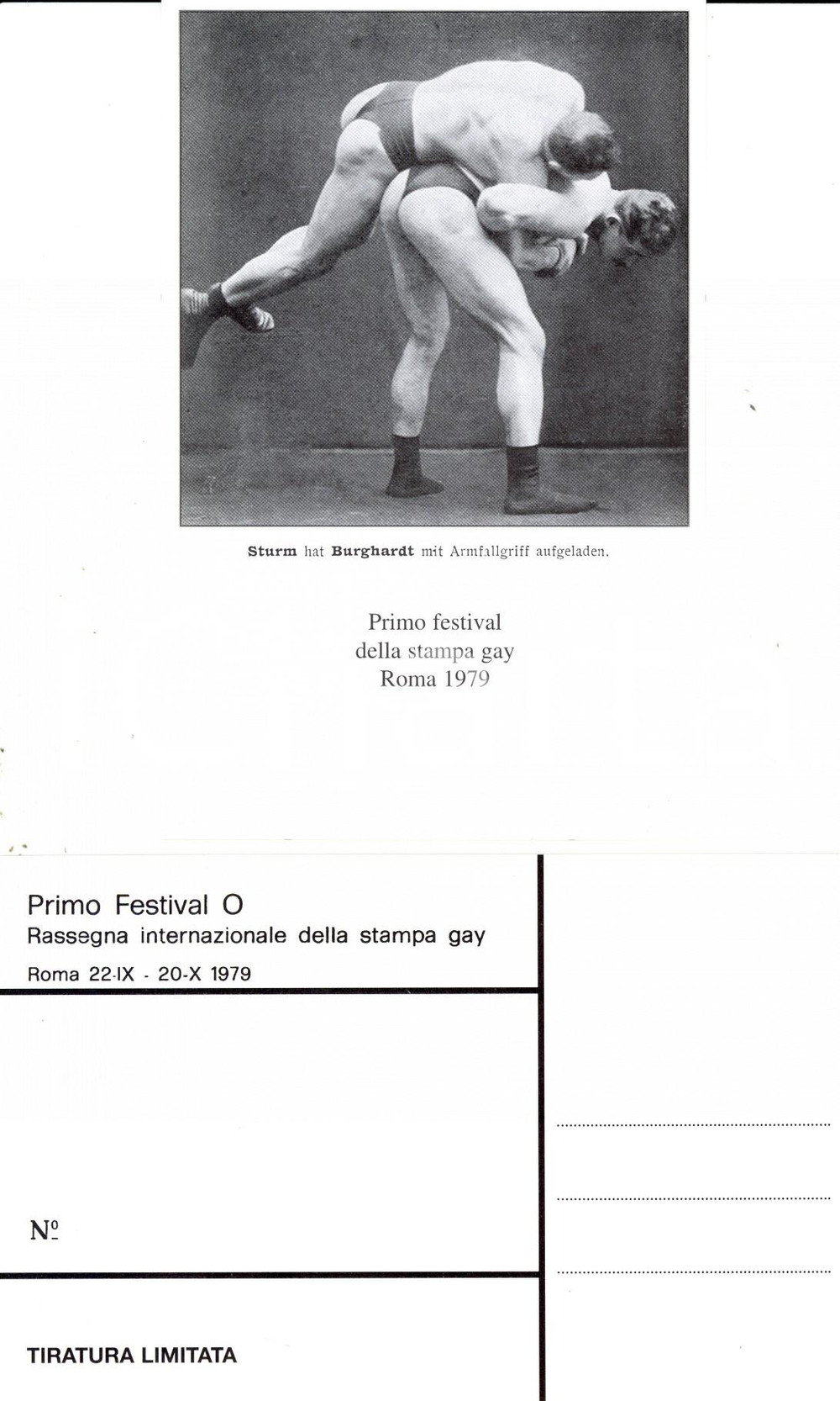 Cartolina originale da collezione 1979 ROMA Festival O STAMPA GAY Georg BURGHARDT e Albert STURM lottano 3 1