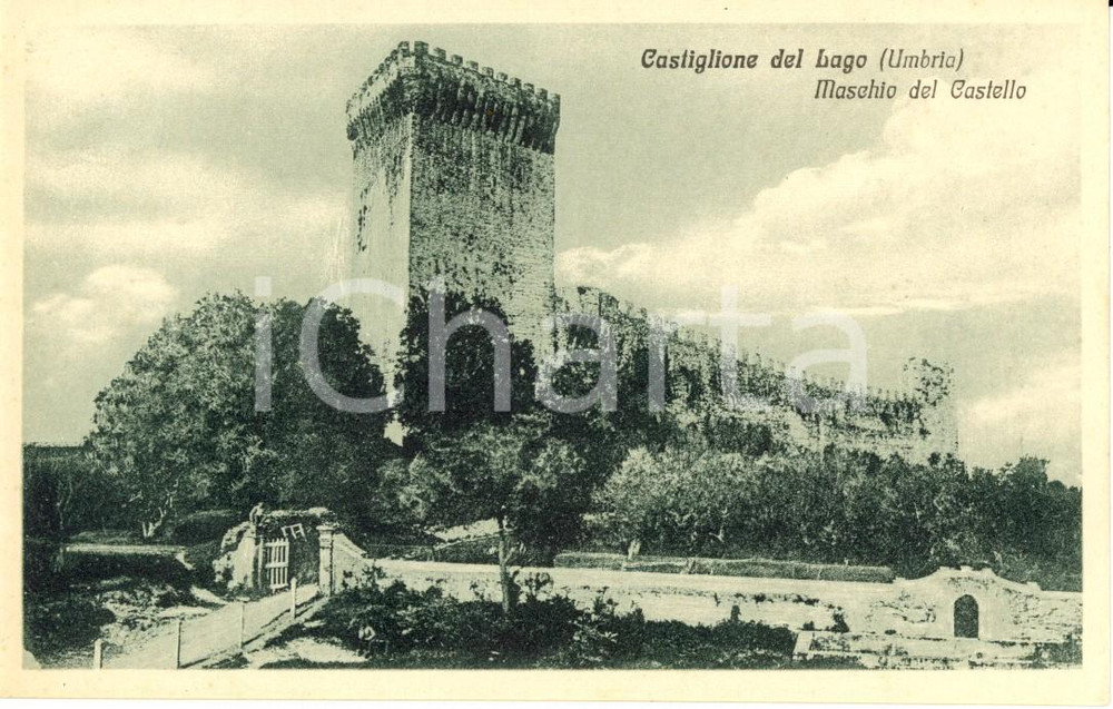 Cartolina originale da collezione 1920 ca CASTIGLIONE DEL LAGO PG Il maschio del Castello del LEONE FP NV 1