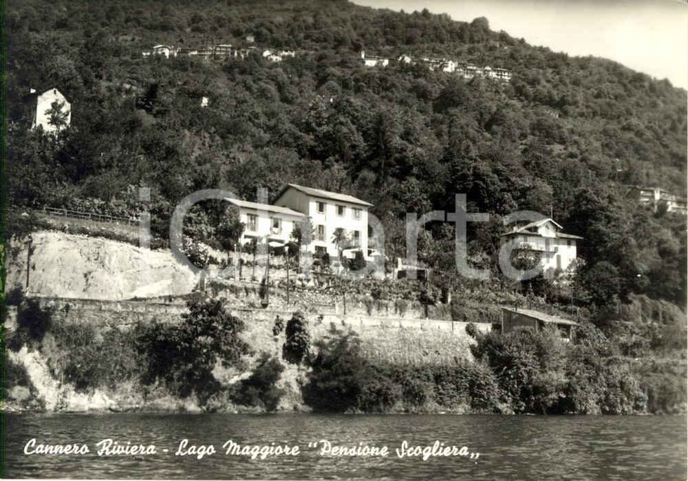 Cartolina originale da collezione 1960 ca CANNERO RIVIERA VB Pensione SCOGLIERA a picco sul Lago MAGGIORE FG NV 1