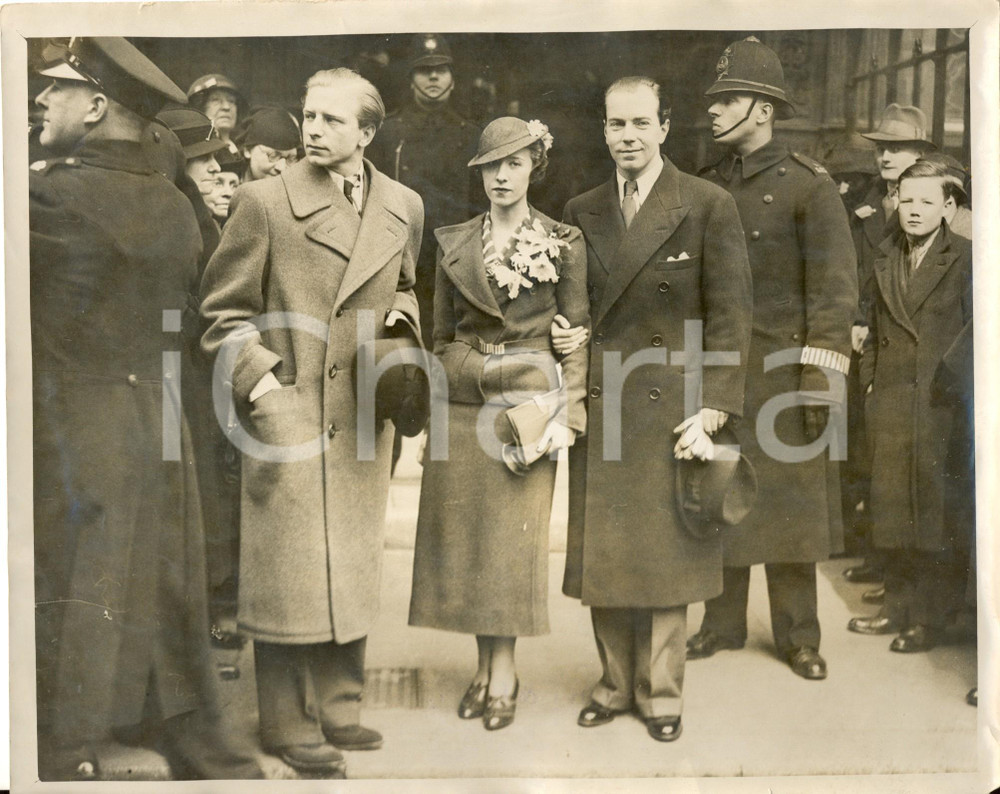 Fotografia d epoca originale 1934 WESTMINSTER Matrimonio Sigvard BERNADOTTE all anagrafe con Erica PATZEK 1