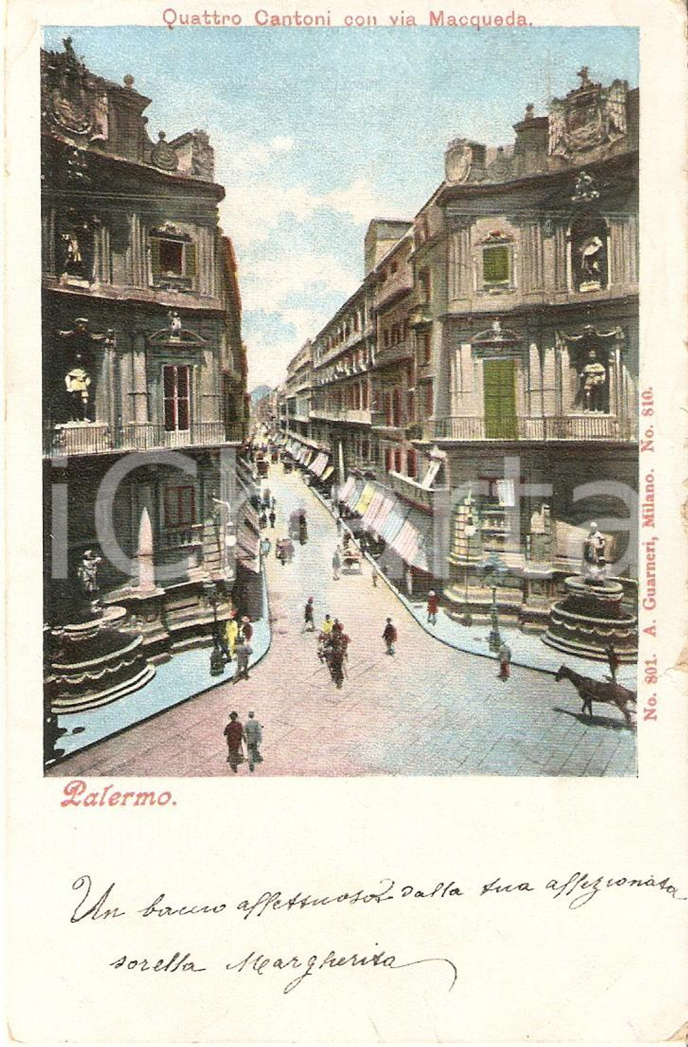 Cartolina originale da collezione 1905 ca PALERMO Quattro Cantoni con via Maqueda Cartolina FP VG 1