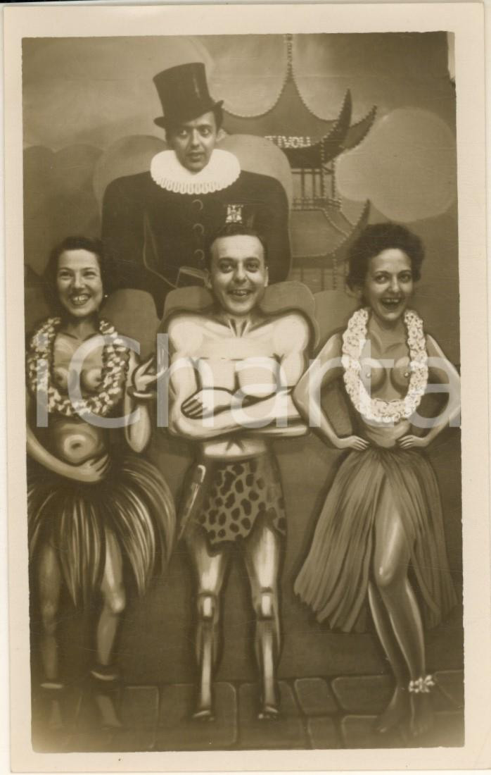 Fotografia d epoca originale 1930 ca COSTUME ITALIA Ballerini etnici  Fotomontaggio cartolina CURIOSO 2 1