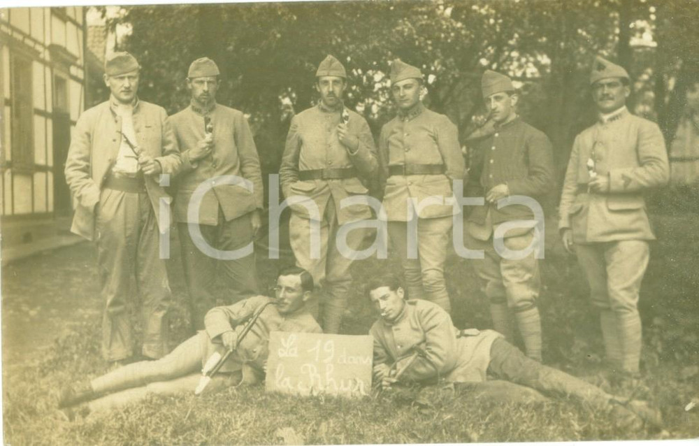 Fotografia d epoca originale 1915 RUHR DE WW1 19Â° Compagnie 147Â° RÃ©giment d Infanterie Photo carte postale 1