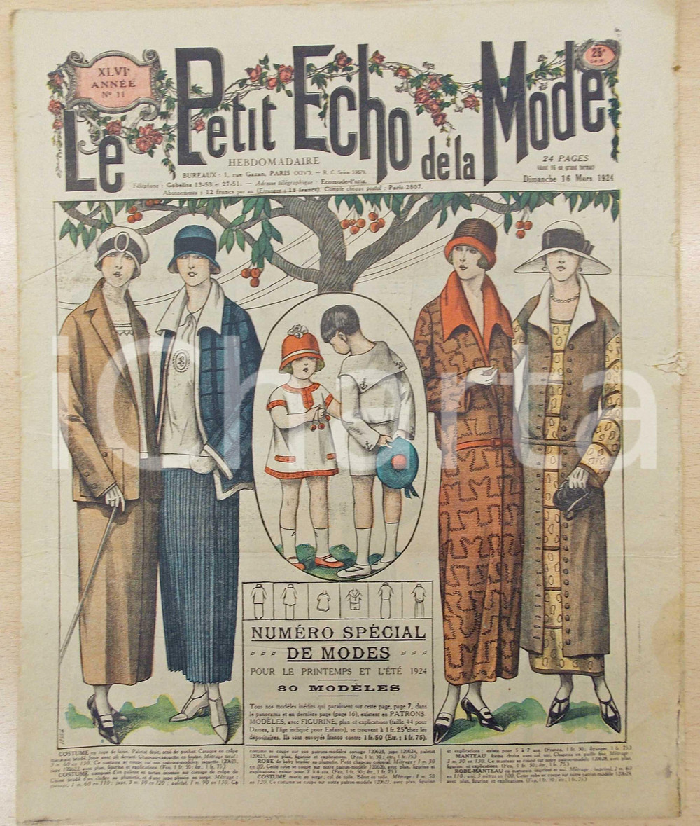 1924 PETIT ECHO DE LA MODE Numéro spécial printemps été *Revue année XLVI n°11 DATA: 16 marzo 1924  TITOLO: LE PETIT ECHO DE LA MODE - Numero speciale per primavera ed estateAnno XLVI n&deg; 11 DESCRIZIONE: Rivista settimanale dedicata alla moda.Illustrato con immagini in bianco e nero; numerose inserzioni pubblicitarie. Bella testimonianza di storia della moda e del costume.  CONDIZIONI: buone FORMATO: 29 x 35 cm  PAGINE: 16  Rivista d'epoca, originale, autentica.     originale e autentica 1
