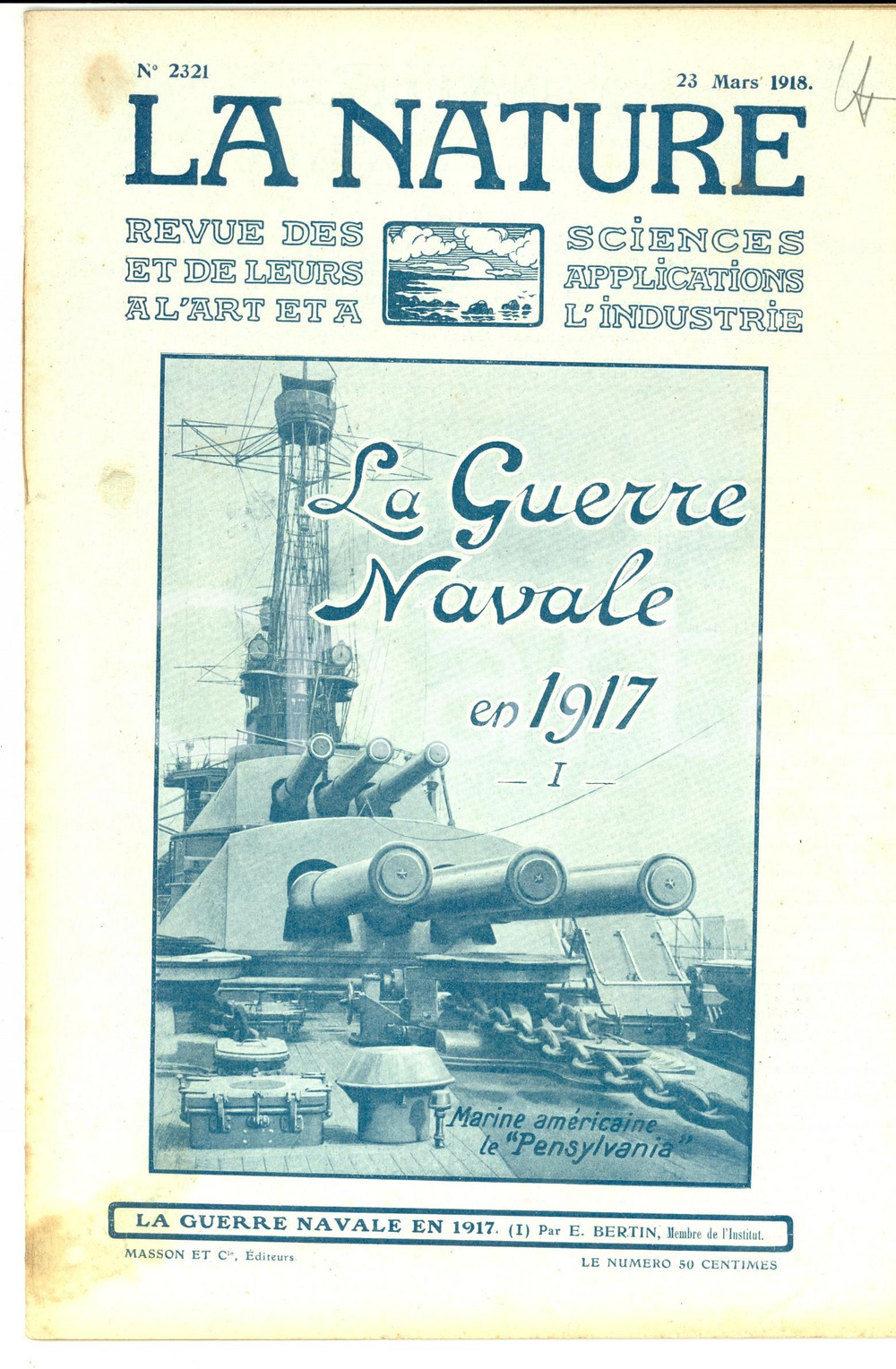 Giornale, rivista storica 1918 LA NATURE Guerre navale  Le PENSYLVANIA Revue ILLUSTREE nÂ° 2321 1