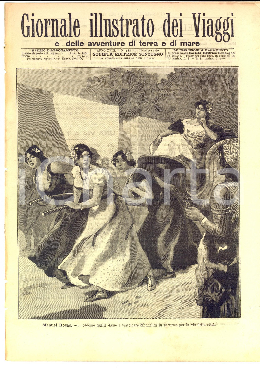 Giornale, rivista storica 1899 GIORNALE ILLUSTRATO DEI VIAGGI Manuel Rosas Anno XVIII nÂ° 181 1