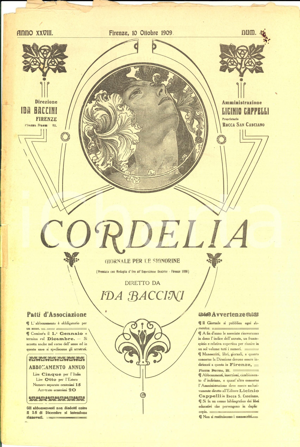 Giornale, rivista storica 1909 CORDELIA Roma a volo d uccello Rivista anno XXVIII nÂ°41 1