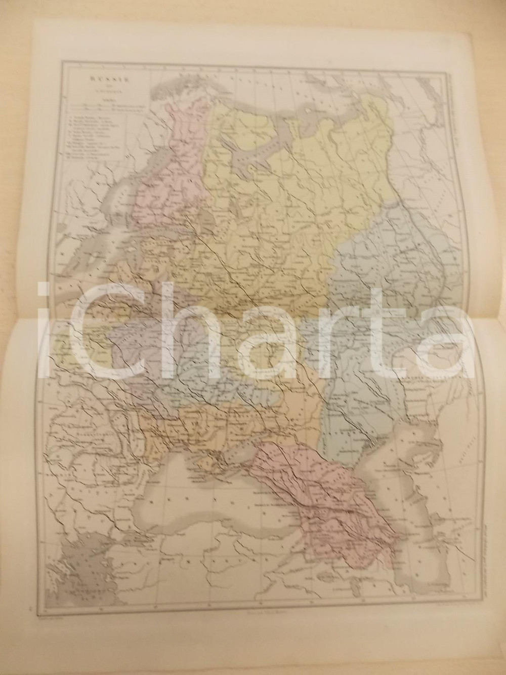 Stampa, bozzetto originale 1875 PARIS M. L. DUSSIEUX Atlas de gÃ©ographie Carte RUSSIE 45x33 cm 1