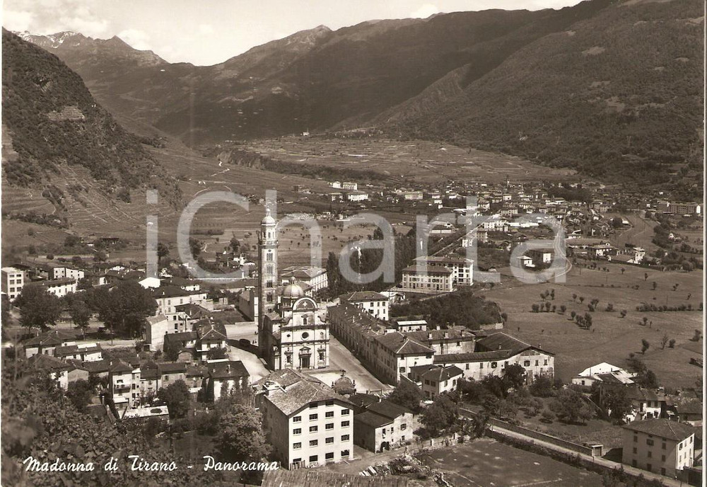 Cartolina originale da collezione 1955 ca TIRANO SO Panorama del Santuario della Madonna Cartolina FG NV 1