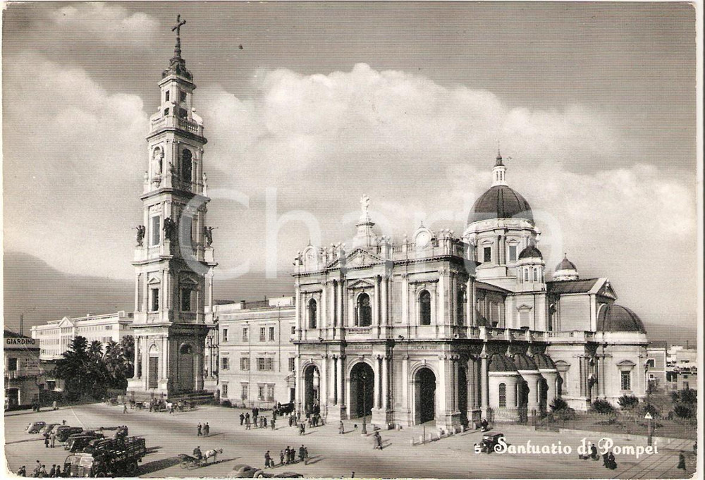 Cartolina originale da collezione 1959 POMPEI NA Santuario Beata Vergine del Rosario ANIMATA Cartolina FG VG 1