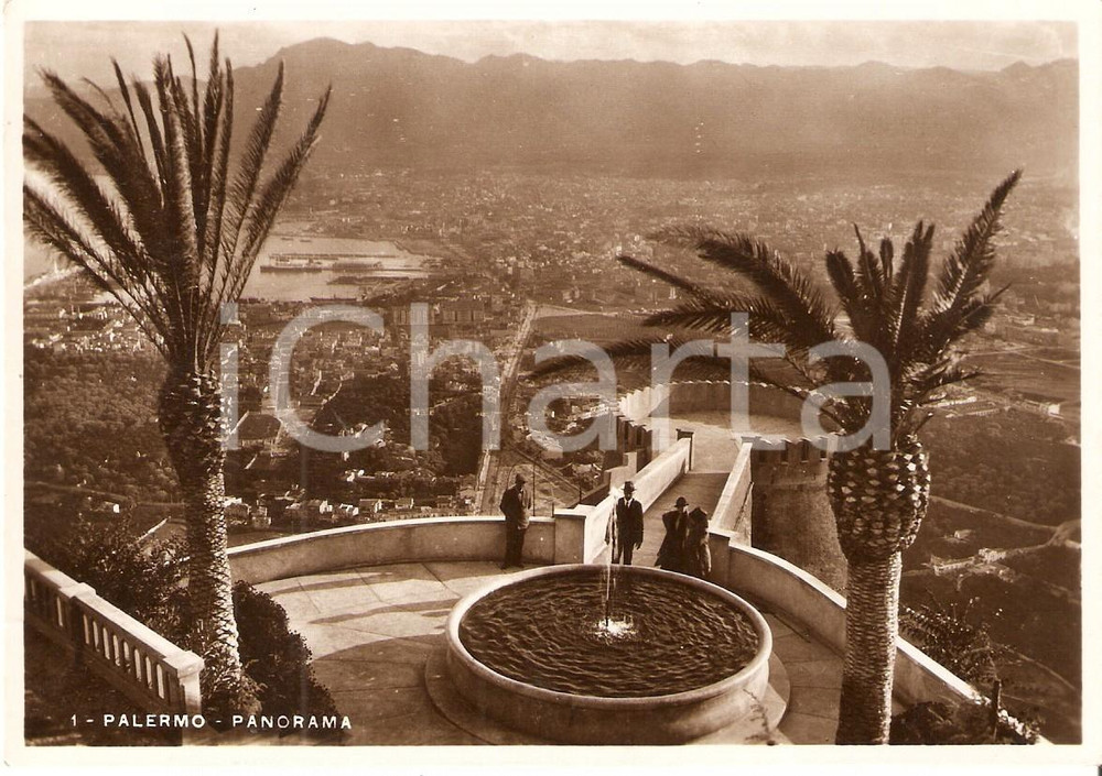 Cartolina originale da collezione 1950 ca PALERMO Panorama della cittÃ  ANIMATA Cartolina FG VG 1