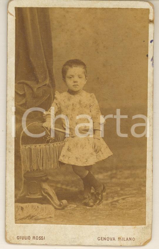 Fotografia d epoca originale 1890 Ritratto di bambina con ventaglio  Fotografia Giulio ROSSI CDV 1