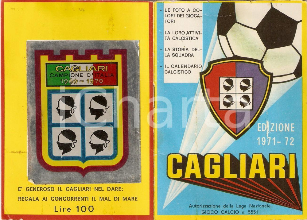 Oggetto da collezione cartaceo 1971  1972 CAGLIARI CALCIO Album figurine COMPLETO 8x11 1
