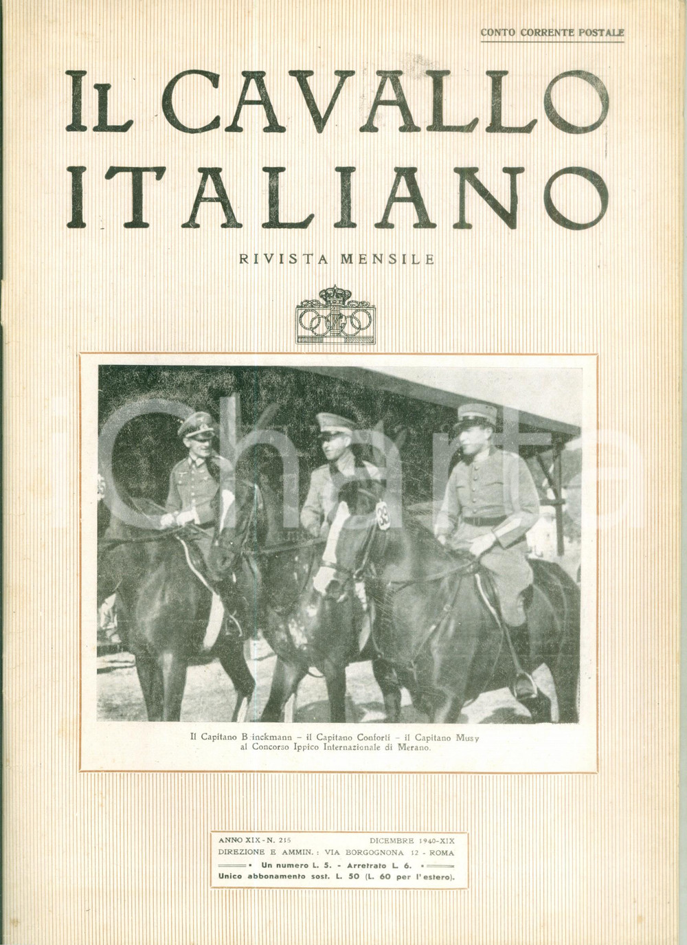 Giornale, rivista storica 1940 IL CAVALLO ITALIANO Riunioni Circolo Ippico Friulano Rivista ILLUSTRATA 1