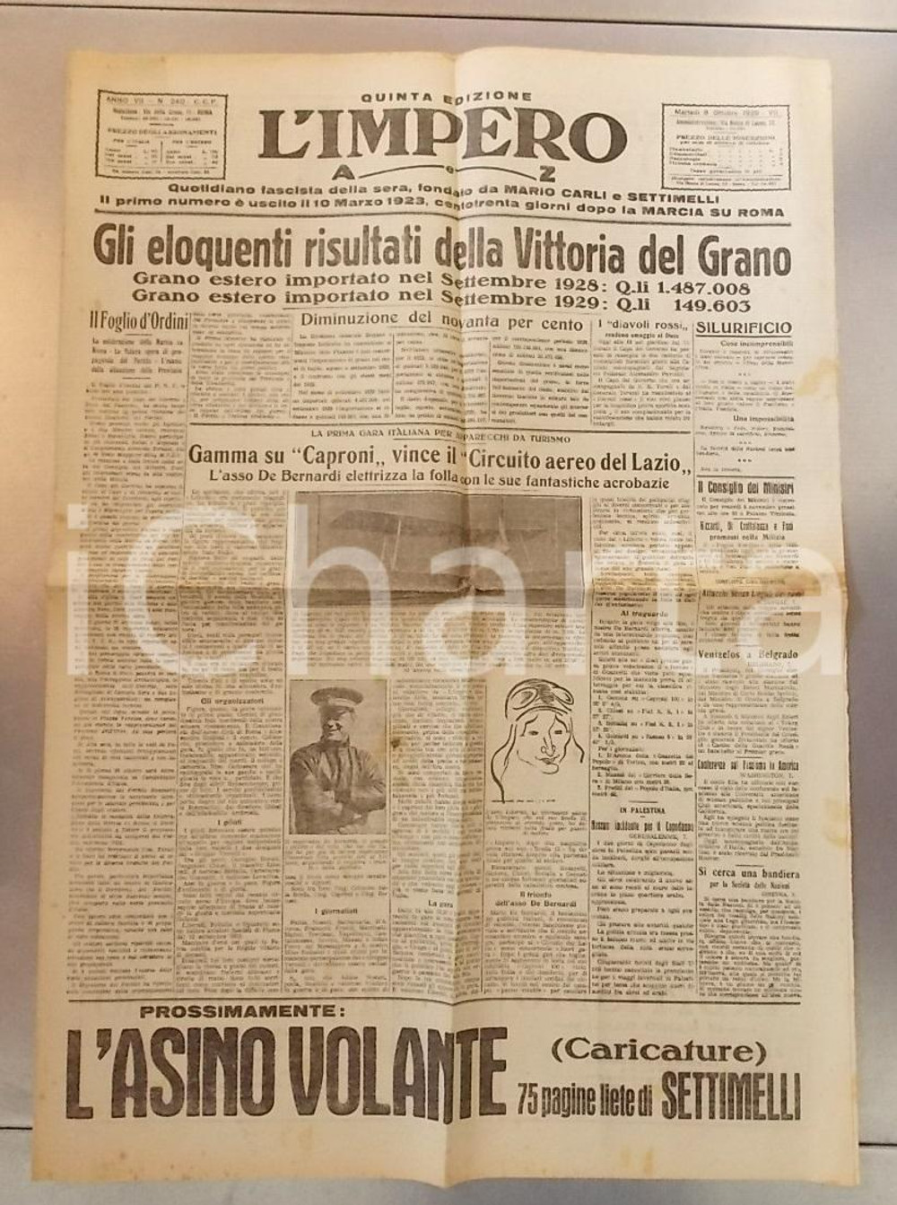 Giornale, rivista storica 1932 IL LITTORIALE Francis LOMBARDI su CAPRONI 105 parte per CITTA  DEL CAPO 1