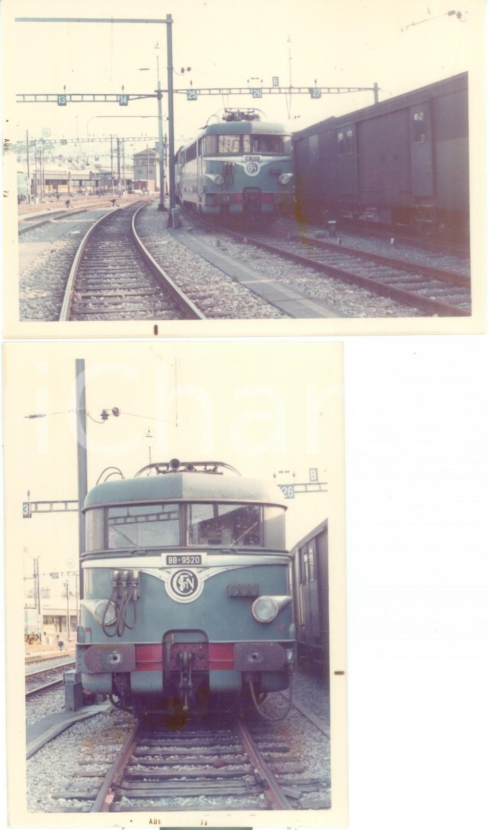 Fotografia d epoca originale 1973 PARIS FRANCE Ferrovie SNCF Locomotiva BB9520 Lotto 2 fotografie 1