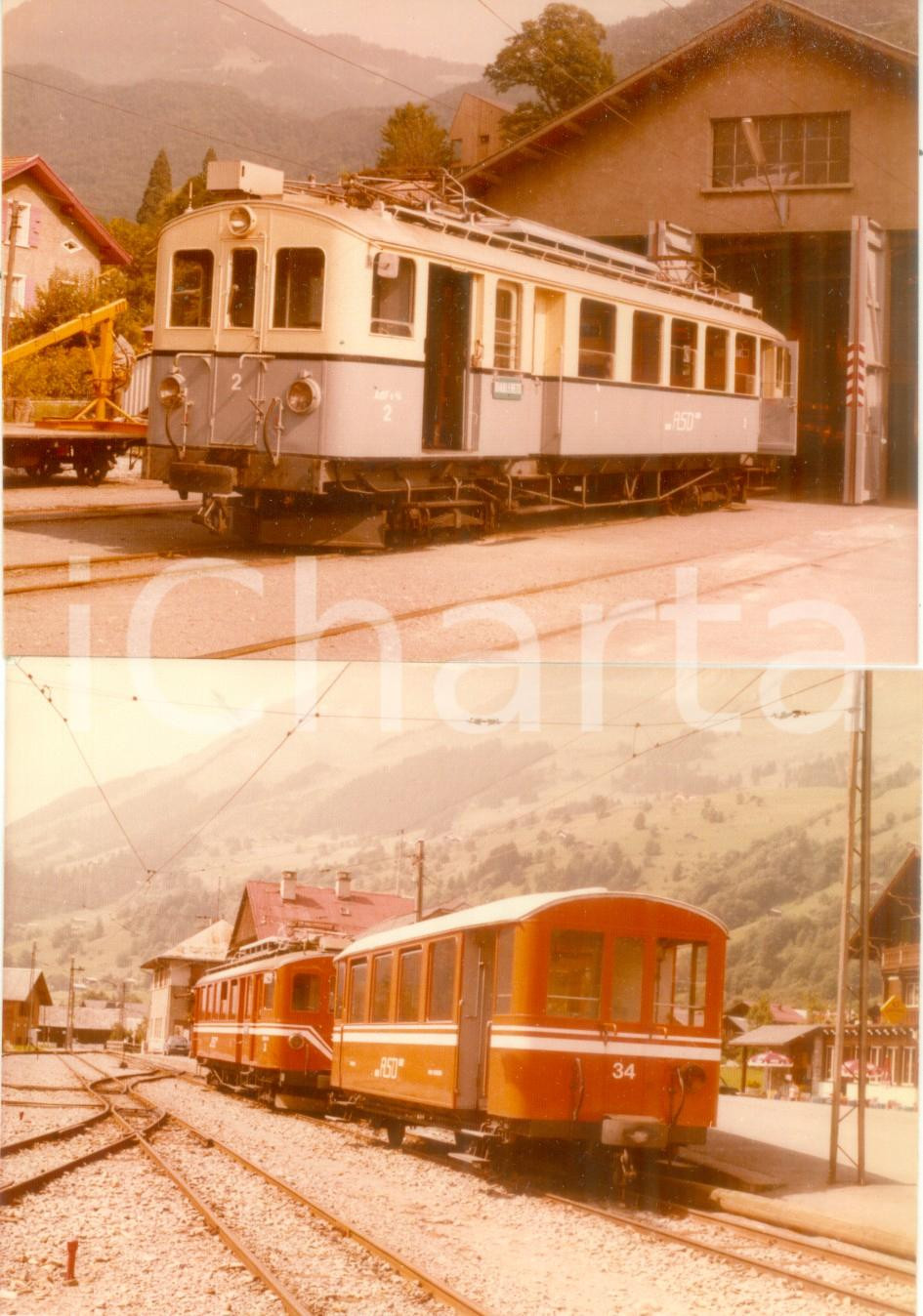Fotografia d epoca originale 1975 ca SVIZZERA Ferrovia AIGLESEPEYDIABLERETS Locomotive 34 e 2 Lotto 2 foto 1