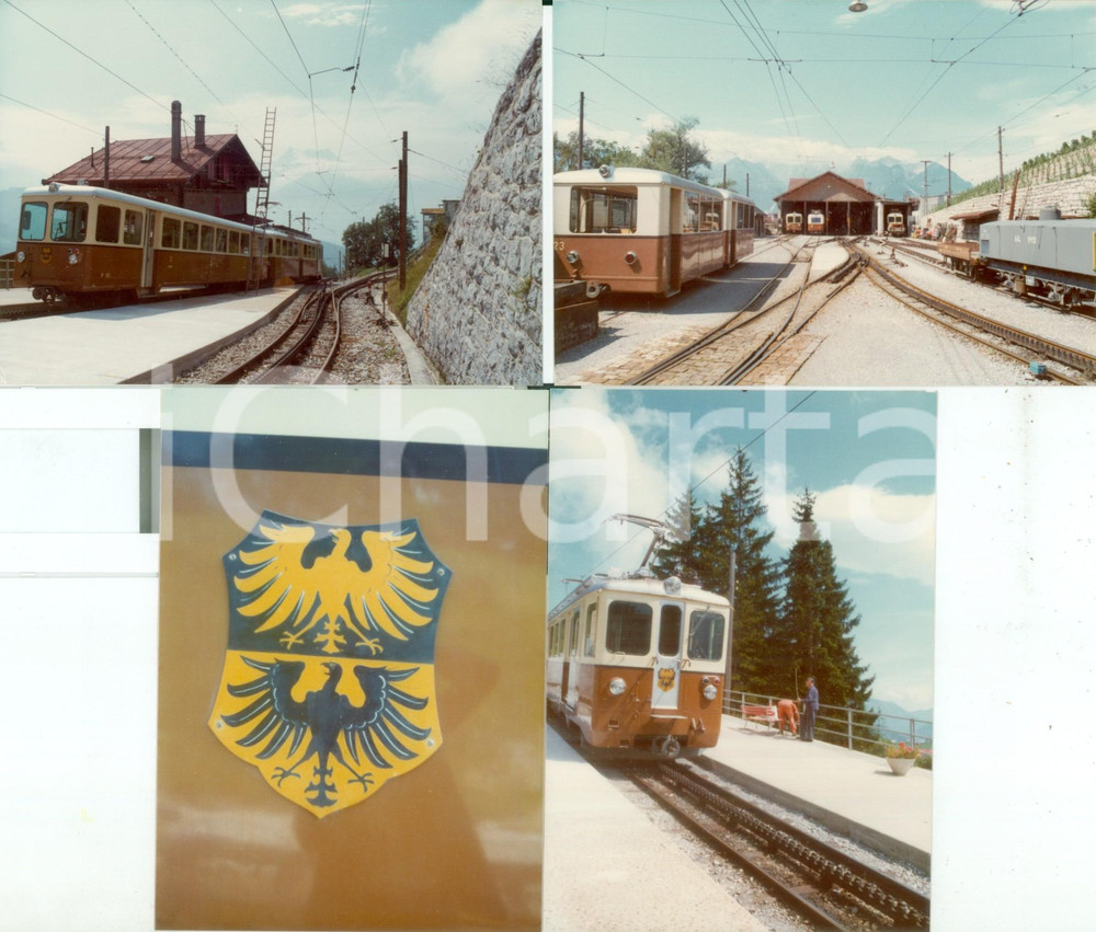 Fotografia d epoca originale 1975 ca SVIZZERA Ferrovia AIGLELEYSIN Locomotiva 23 Lotto 4 fotografie 1