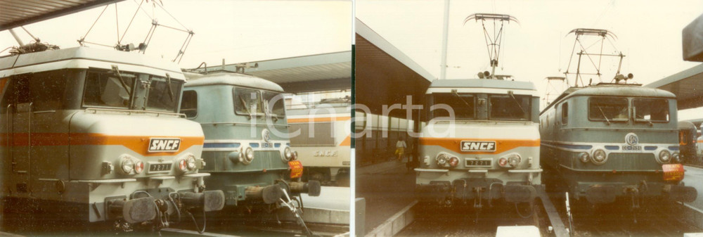 Fotografia d epoca originale 1975 ca FRANCE Locomotiva SNCF 7271 in stazione Lotto 2 fotografie 1