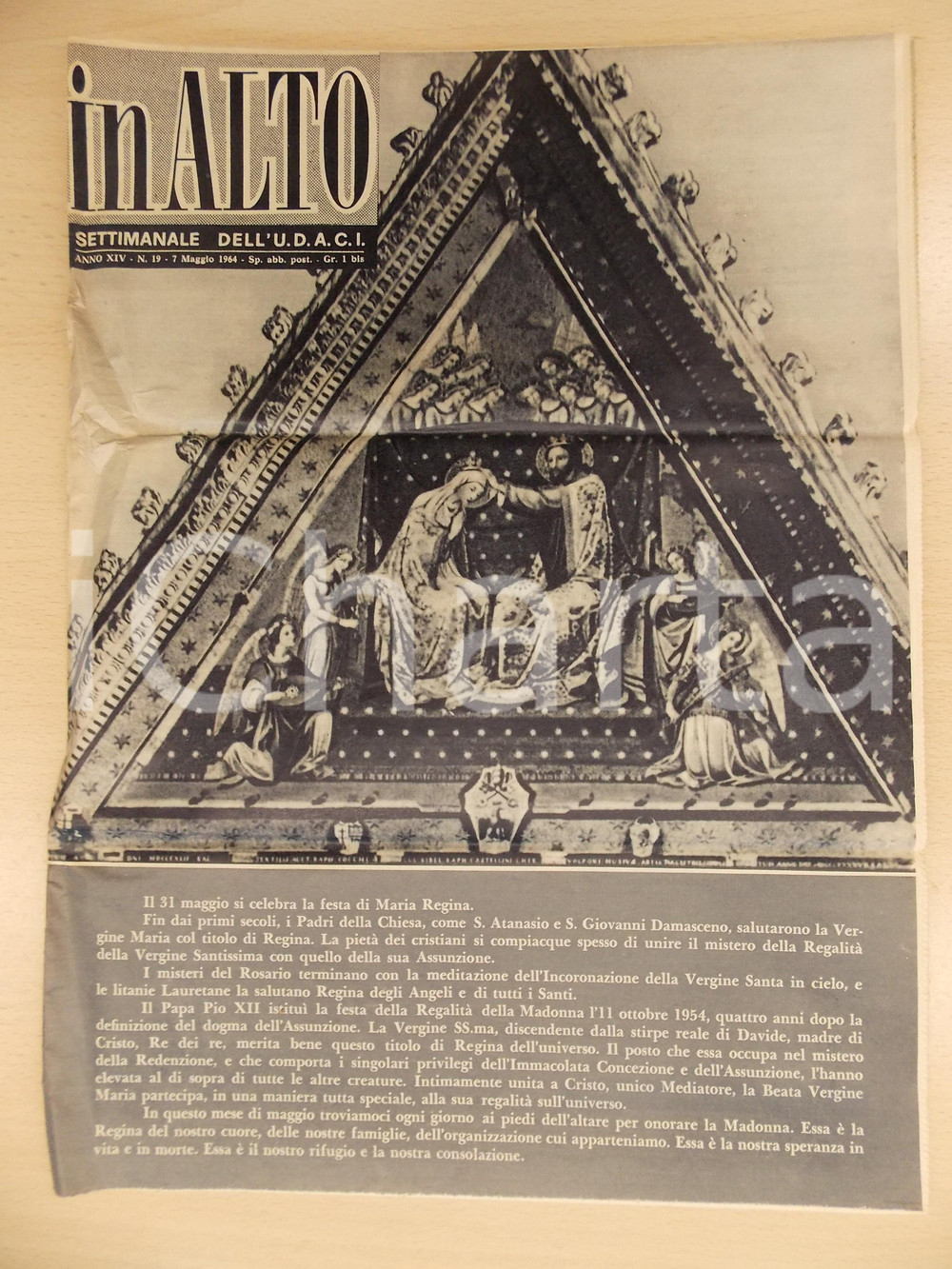 Giornale, rivista storica 1964 IN ALTO Settimanale religioso dell U.D.A.C.I. Rivista ILLUSTRATA 1