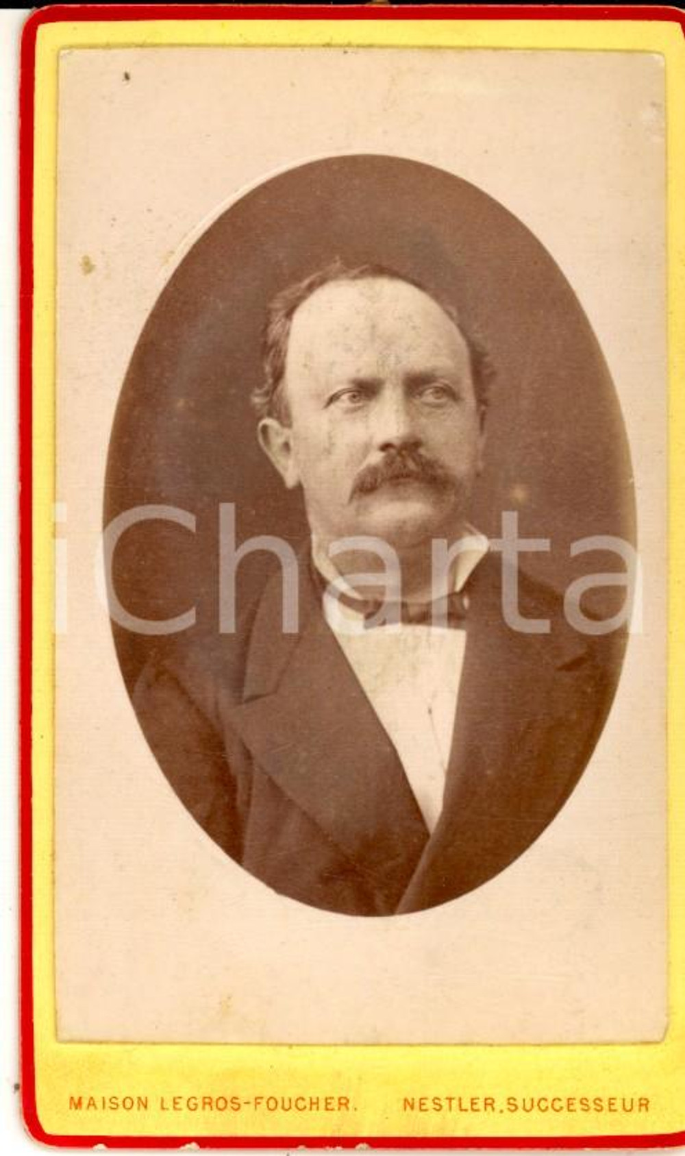 Fotografia d epoca originale 1880 ca PARIS Ritratto maschile con cravattino Foto LEGROSFOUCHER CDV 1