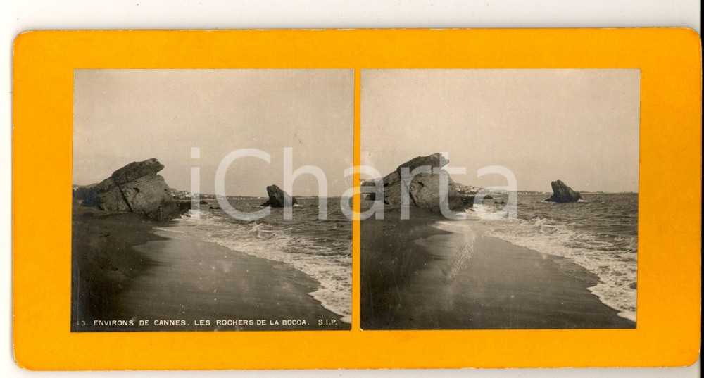 Fotografia d epoca originale 1900 Environs de CANNES FRANCE Rochers de la BOCCA Photo stÃ©rÃ©oscopique 1