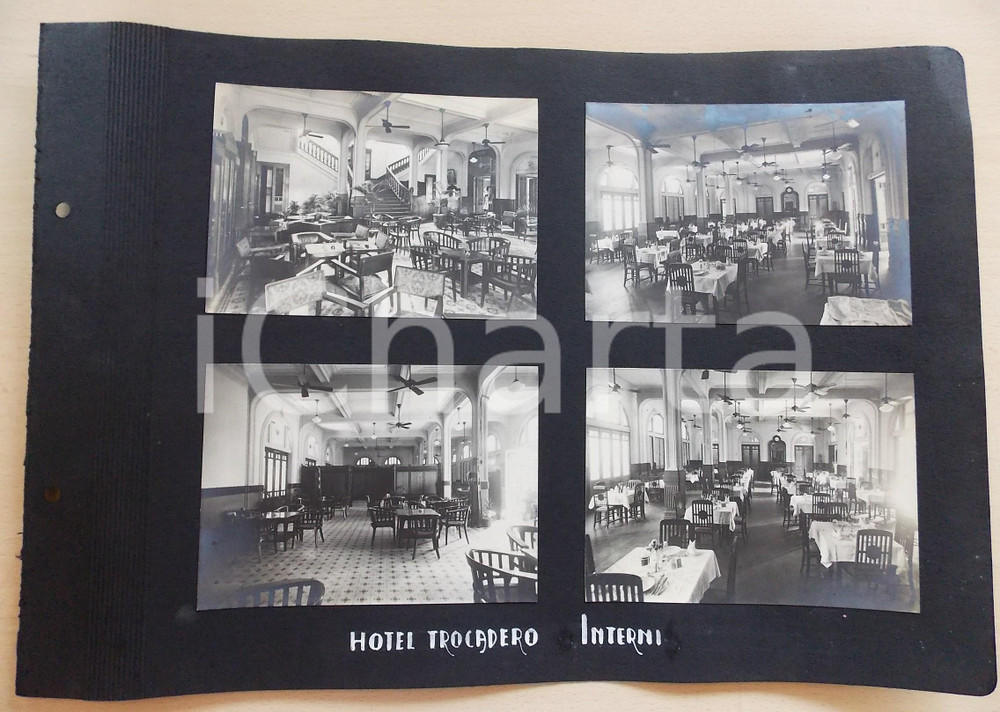 Fotografia d epoca originale 1920 ca BANGKOK THAILANDIA Nuovo Hotel TROCADERO  Interni Lotto 4 foto RARE 1