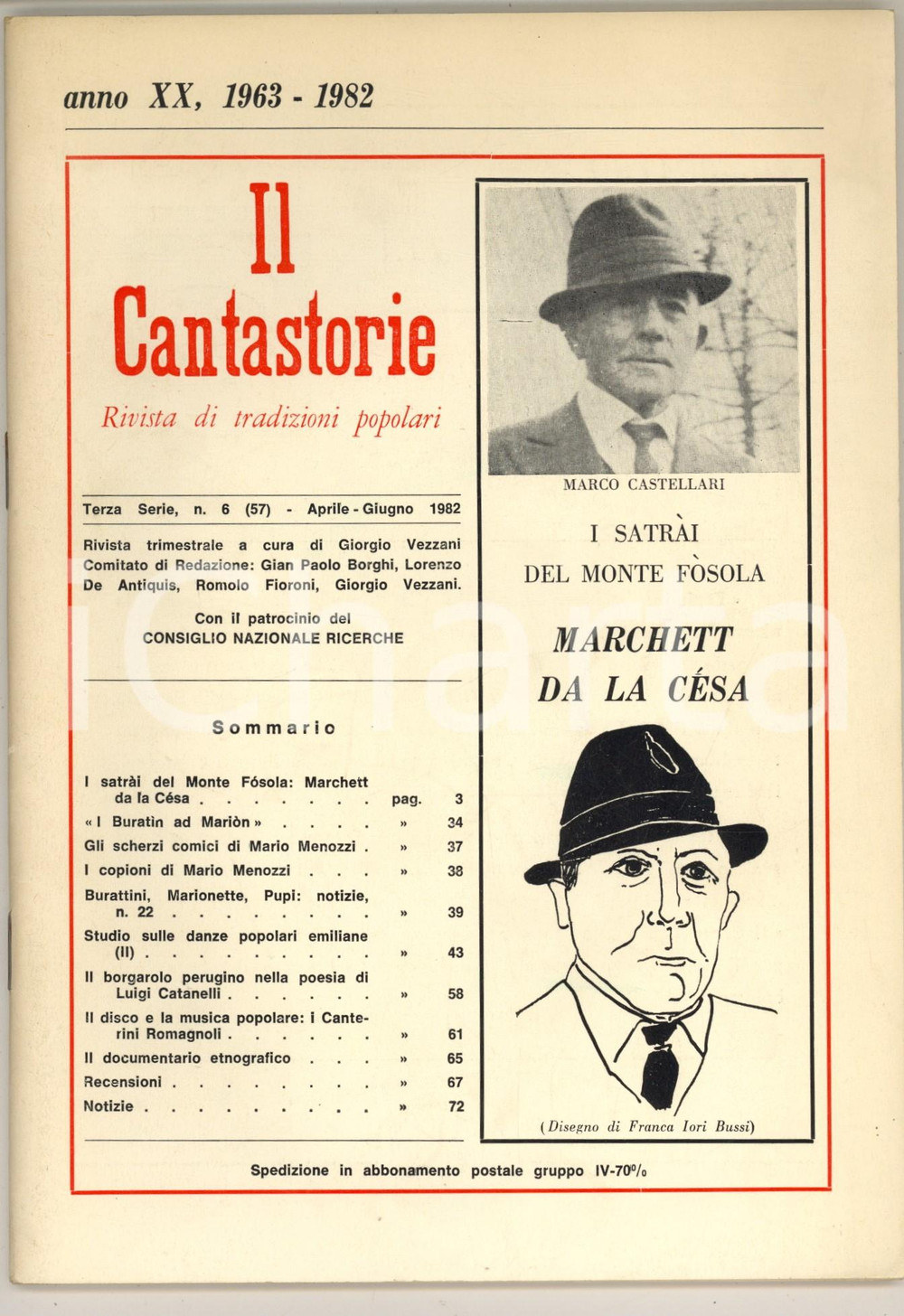 Giornale, rivista storica 1982 IL CANTASTORIE I satrÃ i del Monte Fosola  Rivista tradizioni nÂ° 6 1
