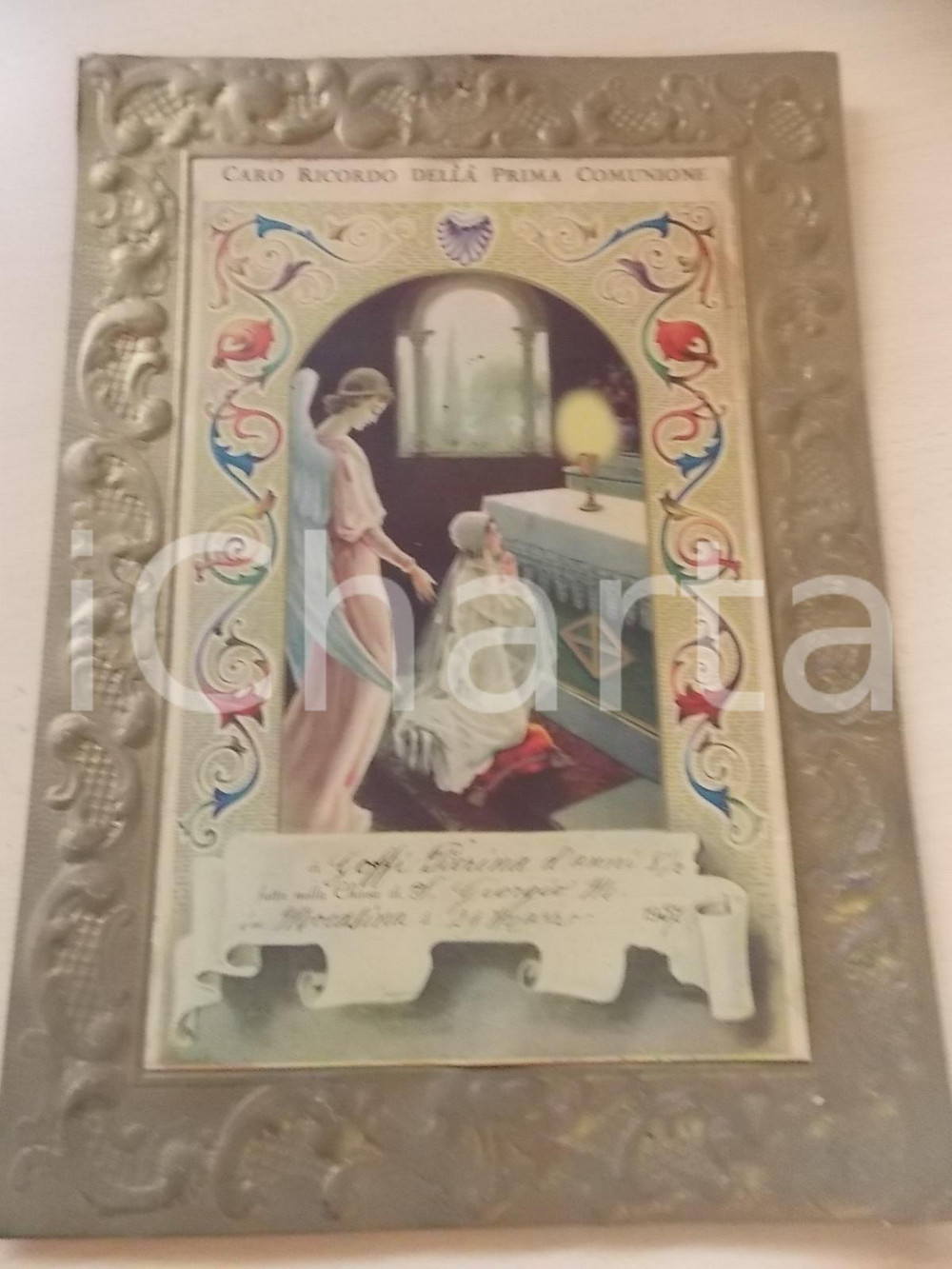 Documento originale, autentico 1937 MOCASINA BS Chiesa SAN GIORGIO  Ricordo Prima Comunione 1