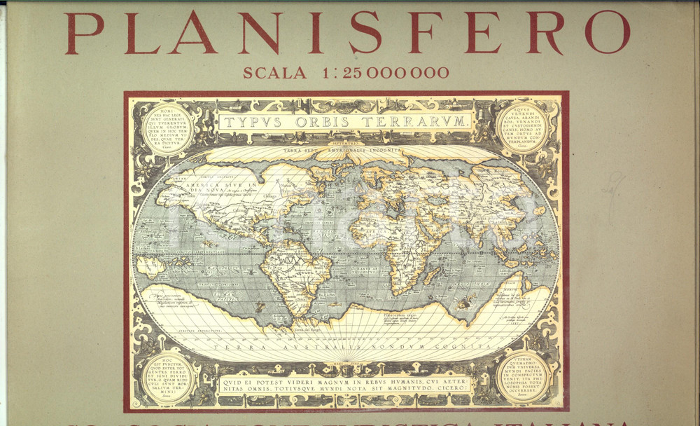 Mappa, planimetria storica 1940 ca CONSOCIAZIONE TURISTICA ITALIANA Planisfero scala 1: 25 000 000 1