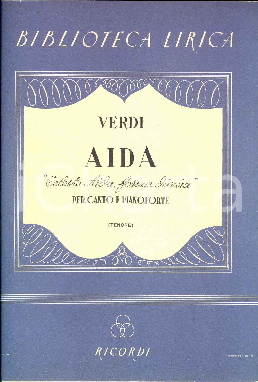 Oggetto da collezione cartaceo 1944 VERDI Aida  Celeste Aida, forma divina Spartito RICORDI canto pianoforte 1
